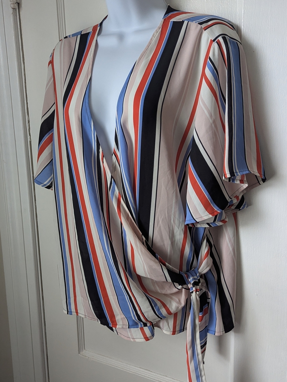 Express Striped Wrap Blouse